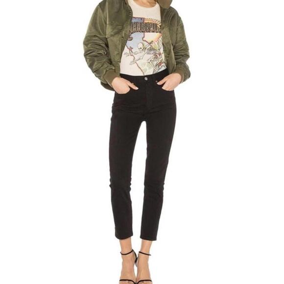 Denim - NWT RE/DONE Originals Double Needle Crop Jeans Black Womens Size 25 $240